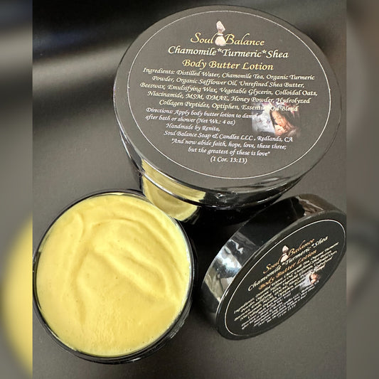 Soul Balance Whipped Body Butter Lotion: Chamomile Turmeric Shea